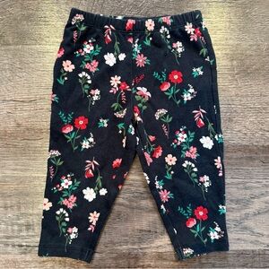 Carters Baby Girl Black, Red, and Pink Floral Print Leggings Size 9 Months